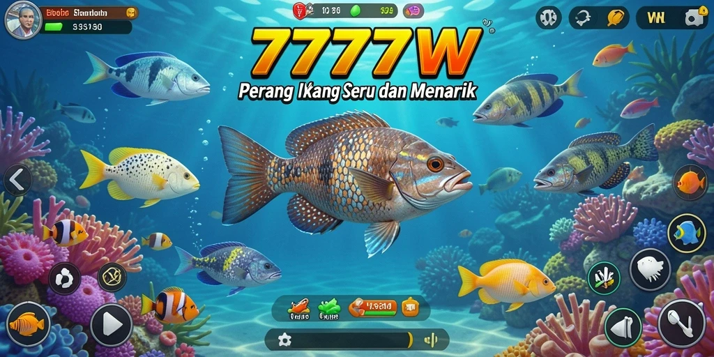Gameplay menembak ikan yang seru dan adiktif di 7777W.