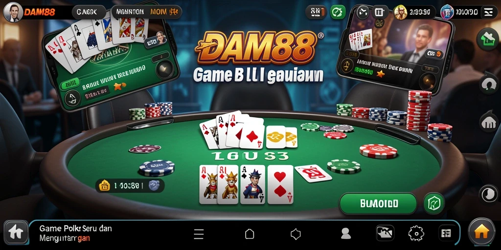 Tampilan menarik dari gameplay poker di DAM88.