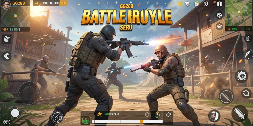 Tangkapan layar gameplay GG288 yang mendebarkan dalam mode Battle Royale.