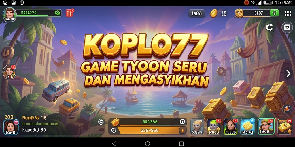 Tampilan layar utama KOPLO77 dengan elemen gameplay Tycoon.