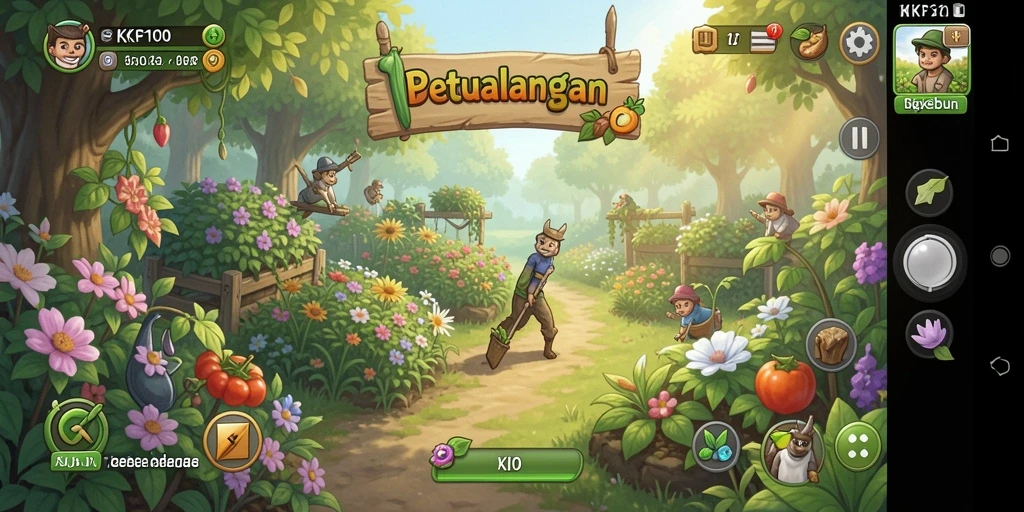 Gameplay KPK100 yang seru dan mendebarkan dalam bercocok tanam.