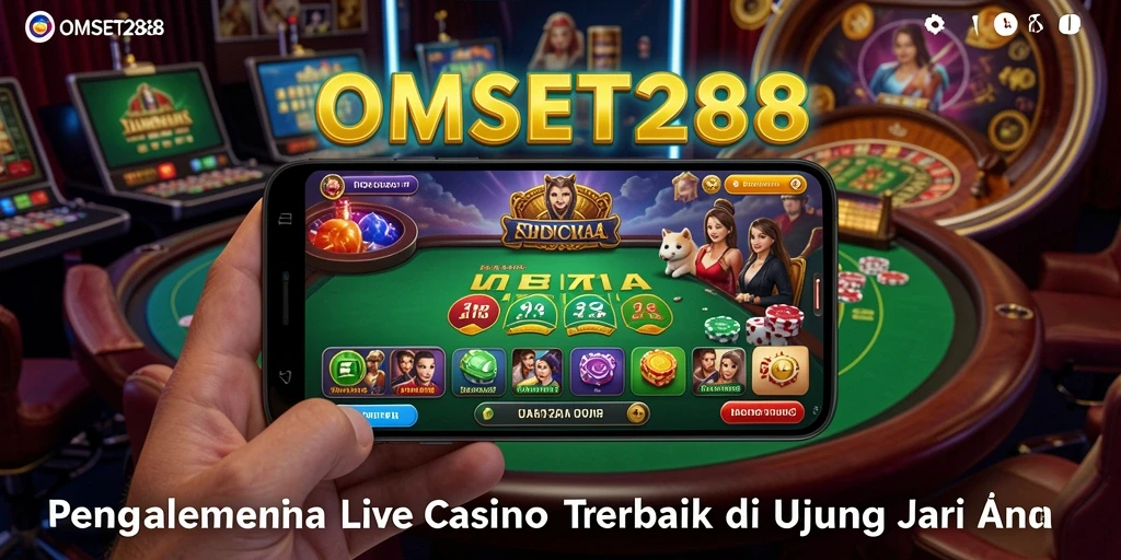 Screenshot OMSET288 menunjukkan dealer langsung yang profesional dan suasana permainan yang menegangkan.