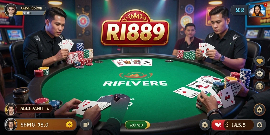 Tampilan antarmuka gameplay Poker yang menarik dan interaktif.