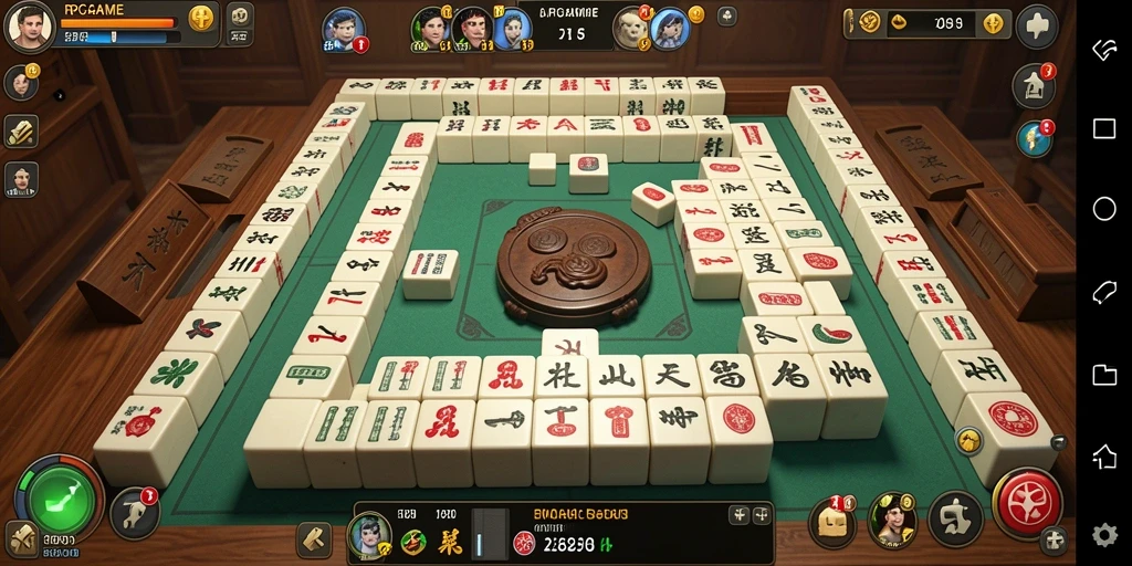 Tampilan gameplay RPGAME yang seru dengan ubin Mahjong berwarna-warni.