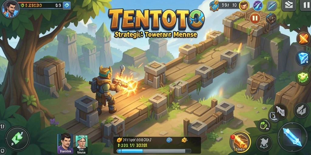 Tampilan gameplay Tower Defense yang mendebarkan di TENTOTO.